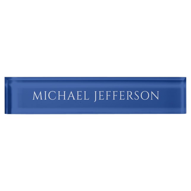 Own Name Plain Blue Colour Personalized Custom Nameplate (Front)