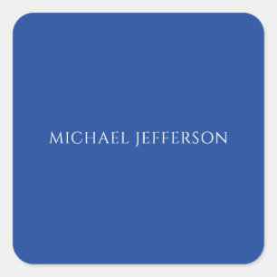 Own Name Plain Blue Colour Personalized Custom Square Sticker