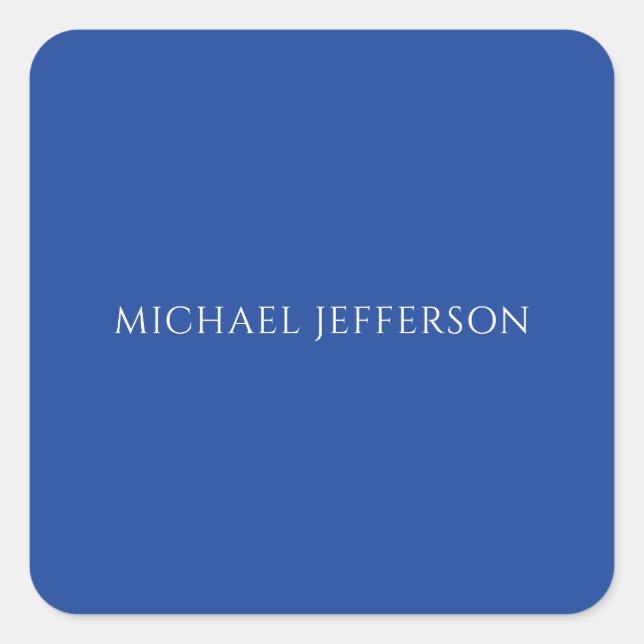 Own Name Plain Blue Colour Personalized Custom Square Sticker (Front)