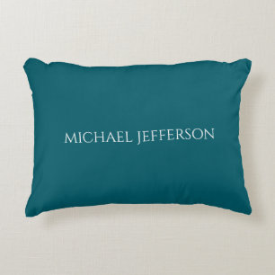 Own Name Plain Dark Teal Color Personalized Custom Accent Pillow