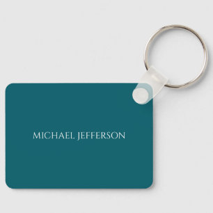 Own Name Plain Dark Teal Color Personalized Custom Keychain