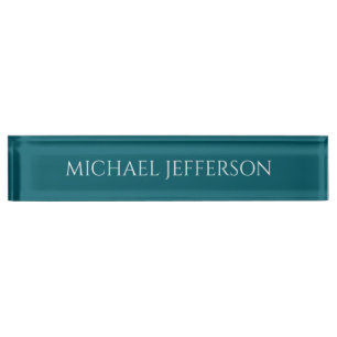 Own Name Plain Dark Teal Color Personalized Custom Nameplate