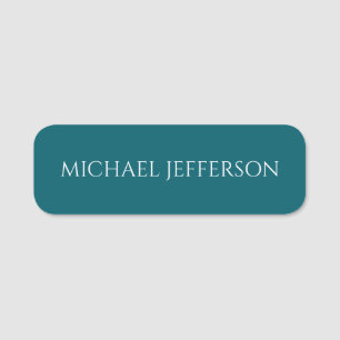 Own Name Plain Dark Teal Color Personalized Custom Tag