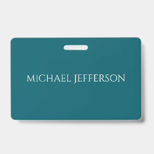 Own Name Plain Dark Teal Colour Personalized Custo Badge