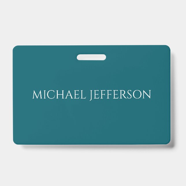 Own Name Plain Dark Teal Colour Personalized Custo Badge (Front)