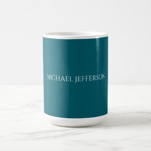 Own Name Plain Dark Teal Colour Personalized Custo Coffee Mug