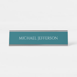 Own Name Plain Dark Teal Colour Personalized Custo Desk Name Plate