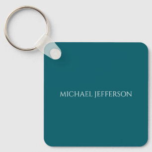 Own Name Plain Dark Teal Colour Personalized Custo Keychain