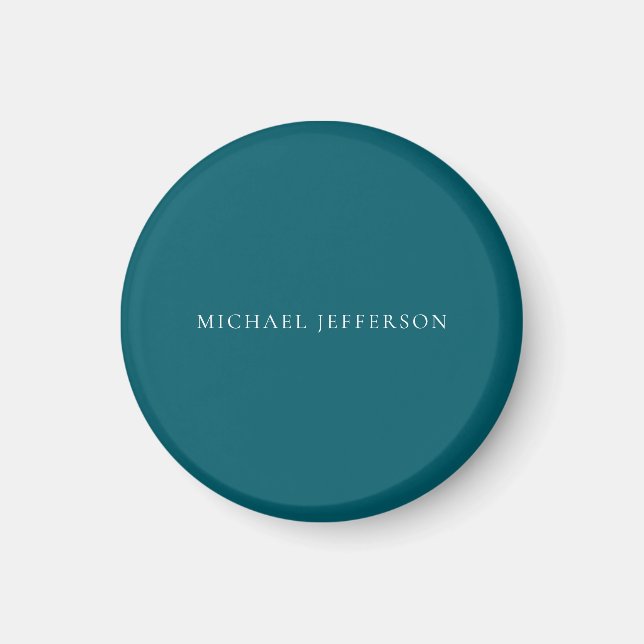 Own Name Plain Dark Teal Colour Personalized Custo Magnet (Front)
