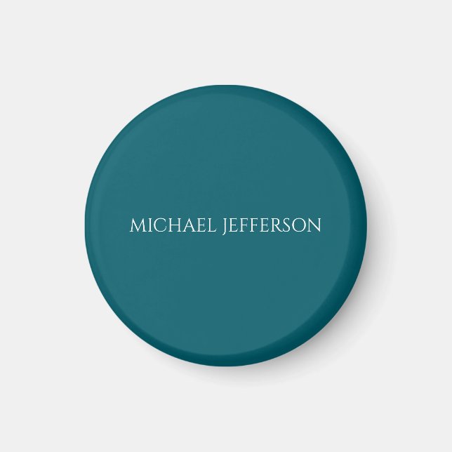 Own Name Plain Dark Teal Colour Personalized Custo Magnet (Front)