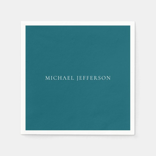Own Name Plain Dark Teal Colour Personalized Custo Napkin (Front)