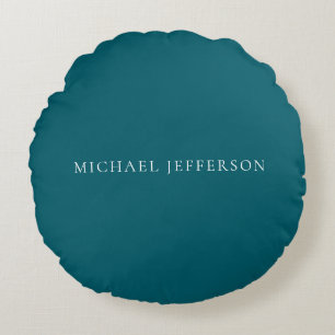 Own Name Plain Dark Teal Colour Personalized Custo Round Pillow
