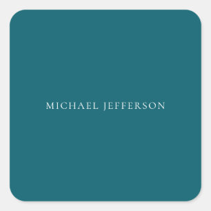 Own Name Plain Dark Teal Colour Personalized Custo Square Sticker