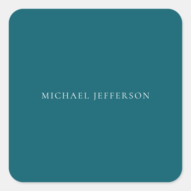 Own Name Plain Dark Teal Colour Personalized Custo Square Sticker (Front)
