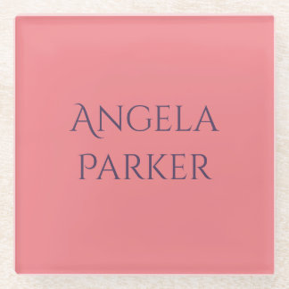 Own Name Plain Simple Pink Professional Modern Glass Coaster