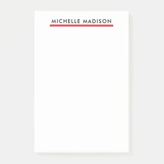 Own Name Trendy Minimalist Professional Plain Post-it Notes (Front)