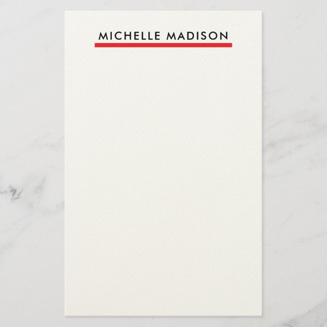 Own Name Trendy Minimalist Professional Plain Stationery (Front)
