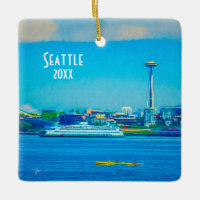 Own Photo Seattle Skyline 2 sided Unique Modern
