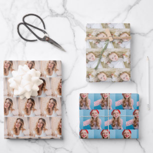 own photos pattern personalised family wrapping paper sheet