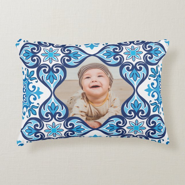 Own picture, blue and white Azulejos  Accent Pillow (Front)