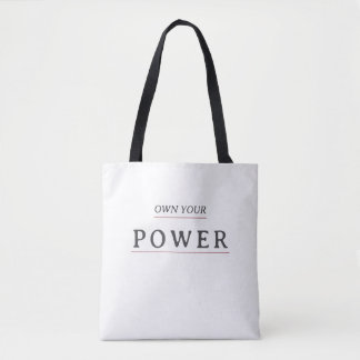Own Your Power Minimal Typography | Motivational Q Tote Bag