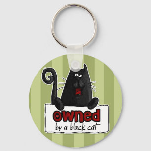 owned black cat keychain