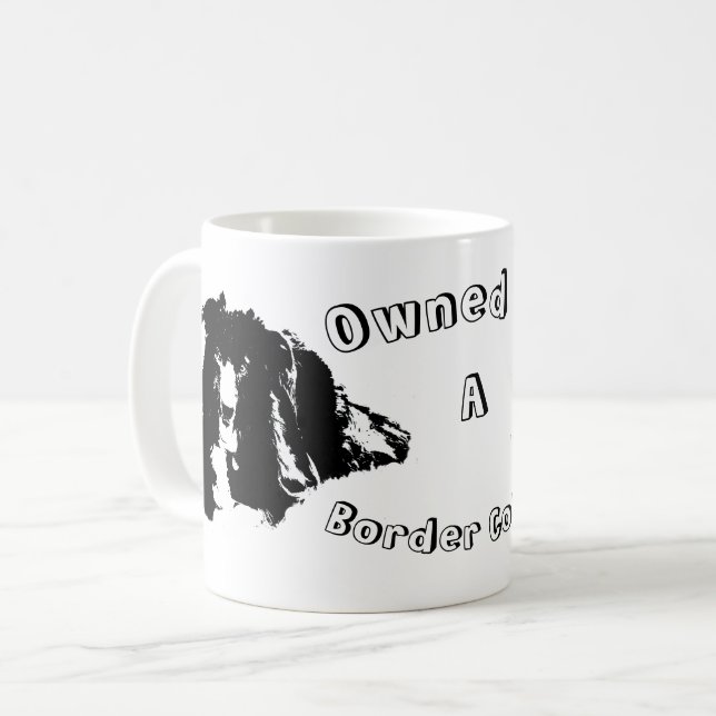 Owned By A Border Collie Funny Dog  Coffee Mug (Front Left)