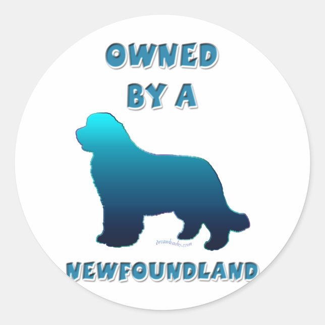Owned by a Newfoundland Classic Round Sticker (Front)