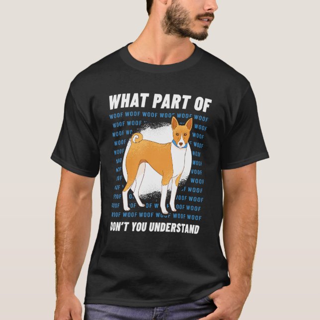 Owner Basenji Dog Walker Language Woof Whisperer T-Shirt (Front)