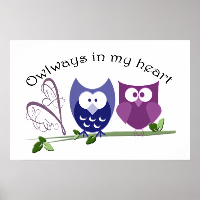 Owways in my heart, mignon Poster des Chouettes (Devant)