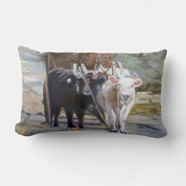 Ox-drawn wagon lumbar pillow (Front)