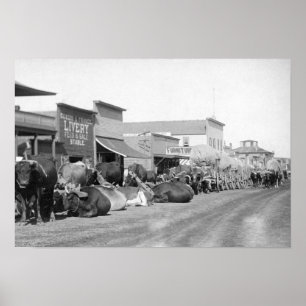 Ox Teams along Main Street of Sturgis Photograph Poster