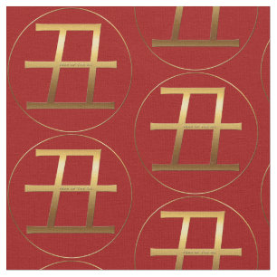 Ox Year Gold embossed effect Symbol Zodiac Fabric