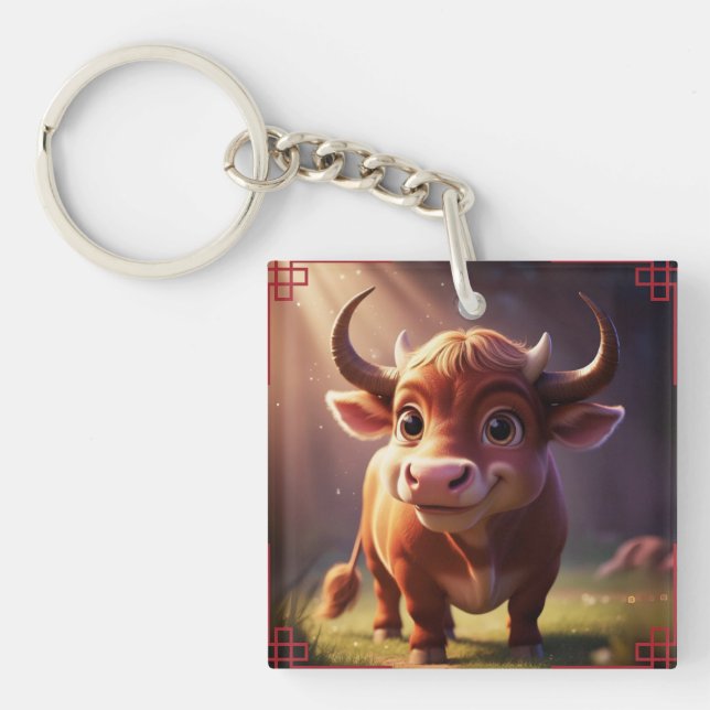 Ox Zodiac Sign  Keychain (Front)