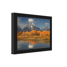 oxbow bend in fall colours stretched canvas print