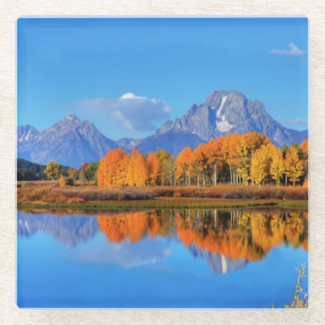 Oxbow Bend Sunrise Glass Coaster (Front)
