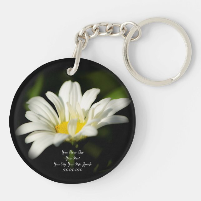 Oxeye Daisy Round Acrylic Keychain (Back)