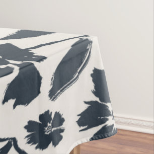 Oxford Blue Flowers in Cream Canvas Tablecloth