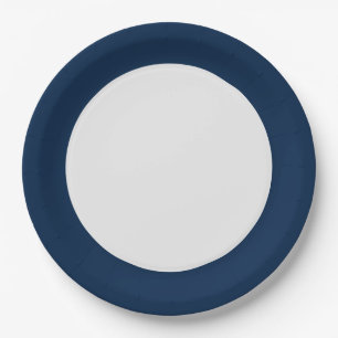 Oxford Blue Rim Paper Plates – Customizable