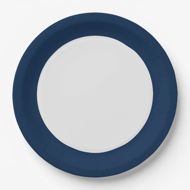 Oxford Blue Rim Paper Plates – Customizable (Front)