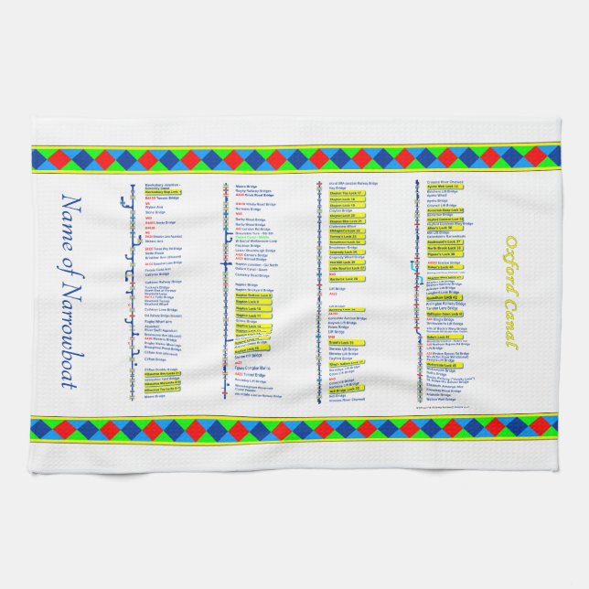 Oxford Canal - UK Inland Waterways - Yellow Kitchen Towel (Horizontal)