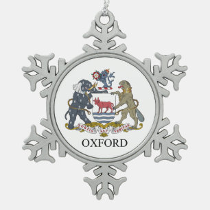 Oxford coat of arms snowflake pewter christmas ornament