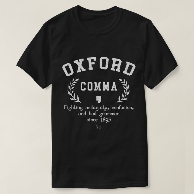 Oxford Comma Funny English Grammar Nerd Gift T-Shirt (Design Front)