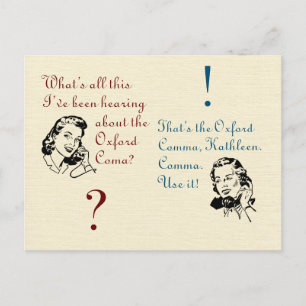 Oxford Comma Not Coma with Retro Ladies Postcard