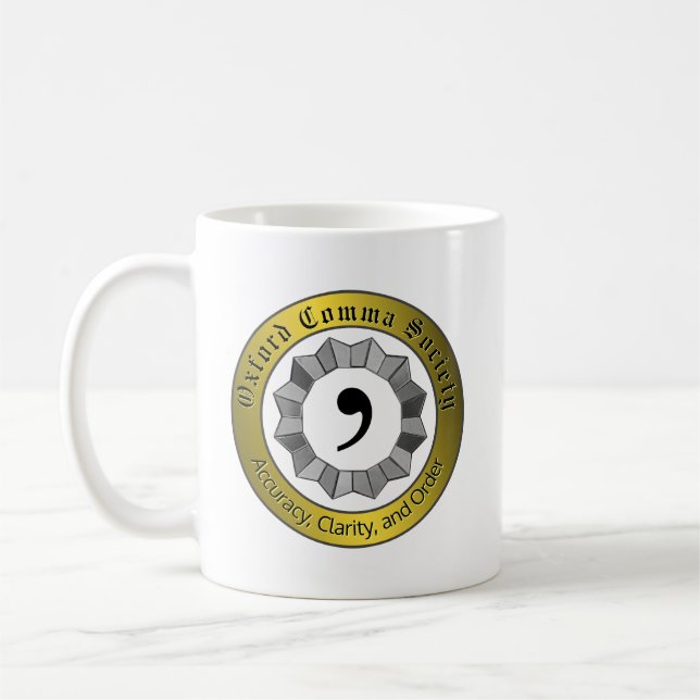 Oxford Comma Society Coffee Mug (Left)