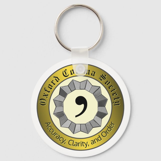 Oxford Comma Society Keychain (Front)