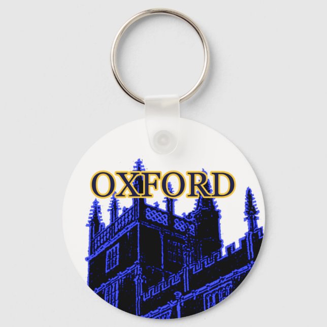 Oxford England 1986 Building Spirals Blue Keychain (Front)