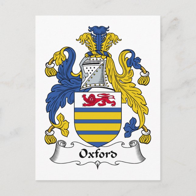 Oxford Family Crest Postcard (Front)