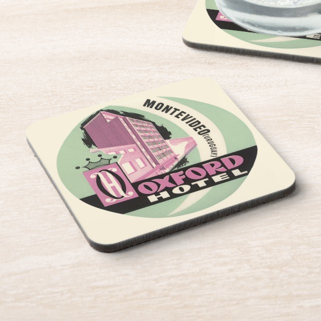 Oxford Hotel, Montevideo, Uruguay, Vintage Travel Coaster (Left Side)
