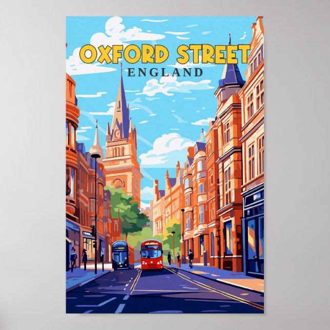Oxford Street England Travel Art Vintage Poster (Front)